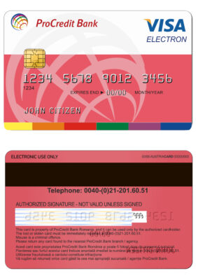 Editable Romania ProCredit Bank visa electron credit card Templates