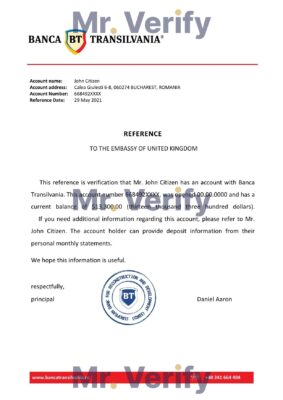 Download Romania Banca Transilvania Bank Reference Letter Templates | Editable Word