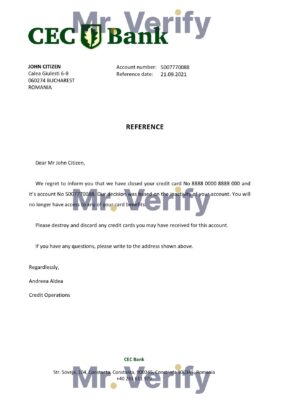 Download Romania CEC Bank Reference Letter Templates | Editable Word