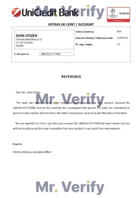 Download Romania UniCredit Bank Reference Letter Templates | Editable Word
