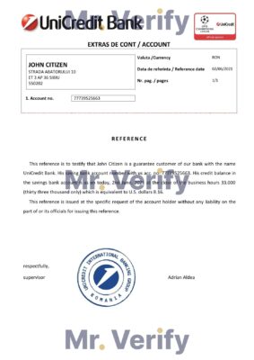Download Romania UniCredit Bank Reference Letter Templates | Editable Word