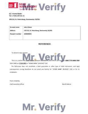 Download Russia Bank Home Credit Bank Reference Letter Templates | Editable Word