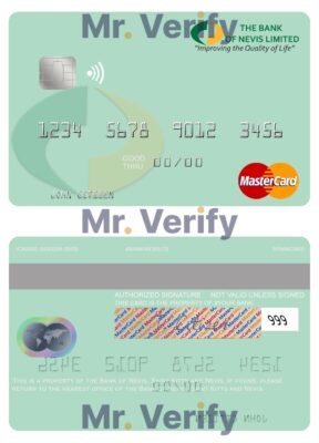 Editable Saint Kitts and Nevis Bank of Nevis mastercard credit card Templates in PSD Format