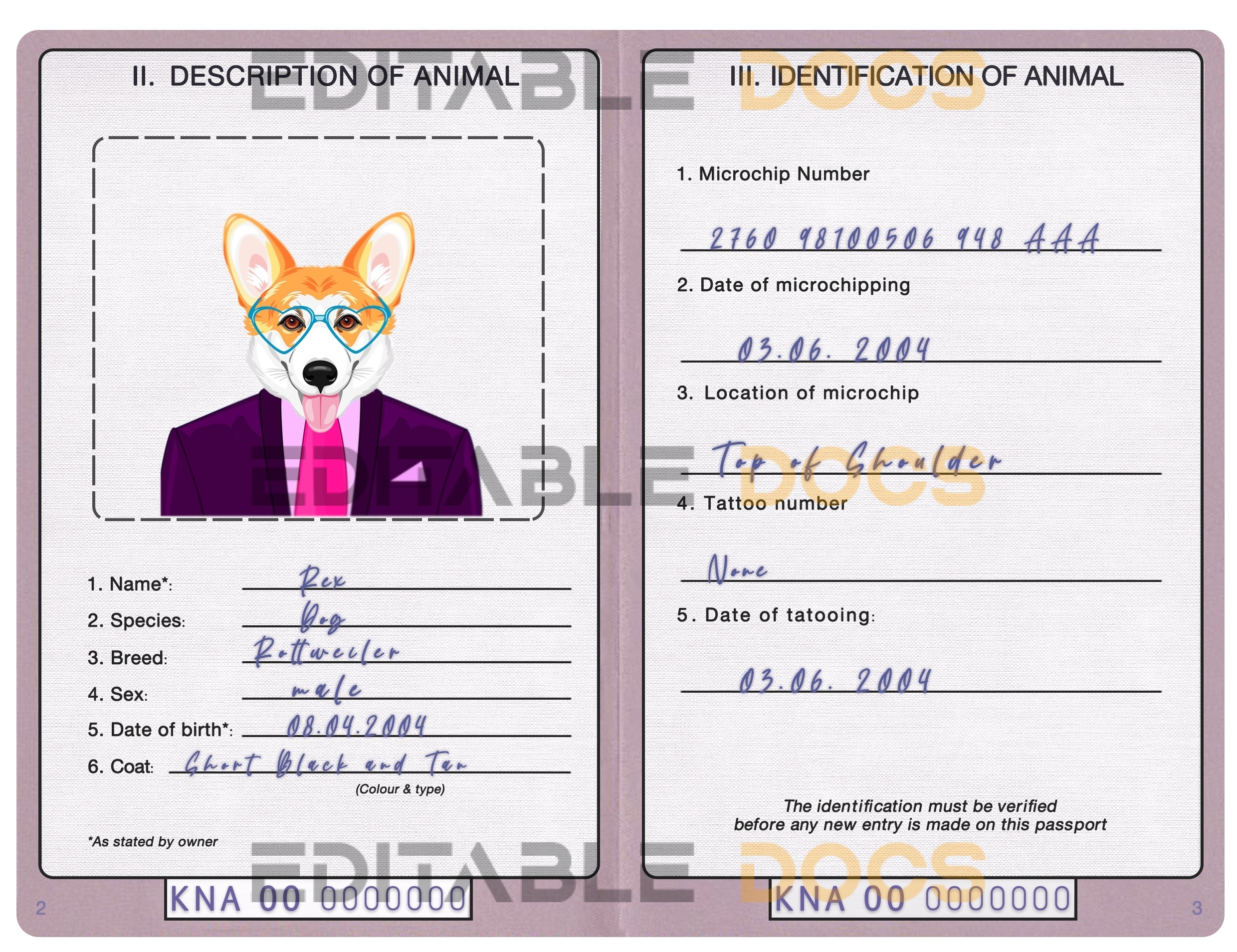 Saint Kitts and Nevis dog Fake PSD Passport | Instant Download