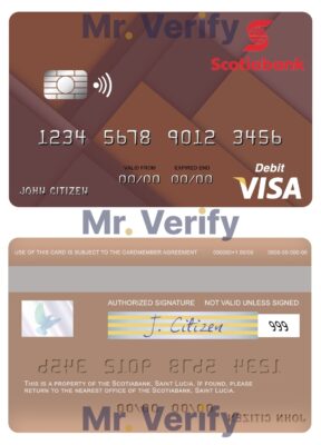 Fillable Saint Lucia Scotiabank visa debit credit card Templates | Layer-Based PSD