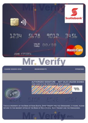 Editable Saint Vincent and the Grenadines Bank of Nova Scotia mastercard Templates in PSD Format