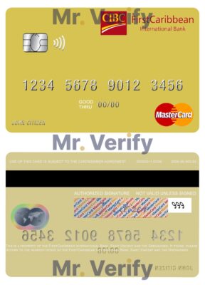 Editable Saint Vincent and the Grenadines FirstCaribbean International Bank mastercard credit card Templates in PSD Format
