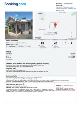 Customizable Samoa Airbnb Reservation Template | Word & PDF Formats