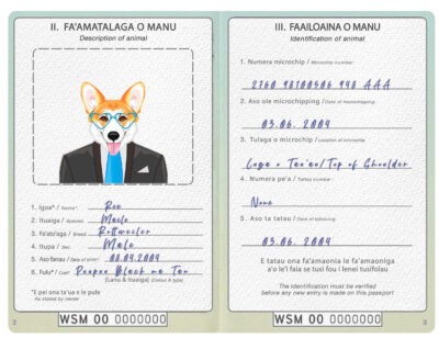 Samoa dog Fake PSD Passport | Instant Download