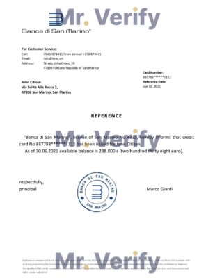 Download San Marino Banca di San Marino Bank Reference Letter Templates | Editable Word