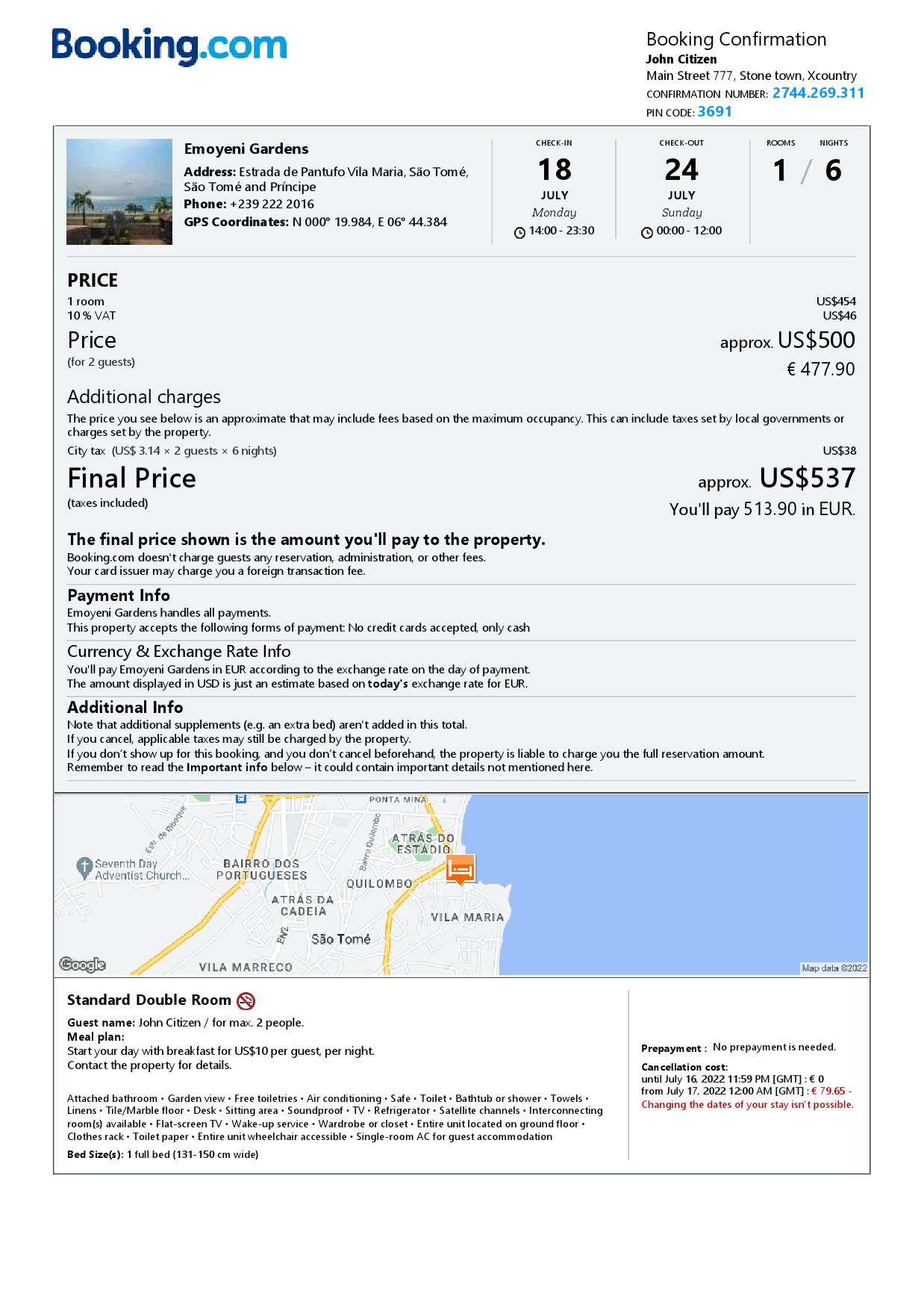 Customizable Sao Tome and Principe Airbnb Reservation Template | Word & PDF Formats