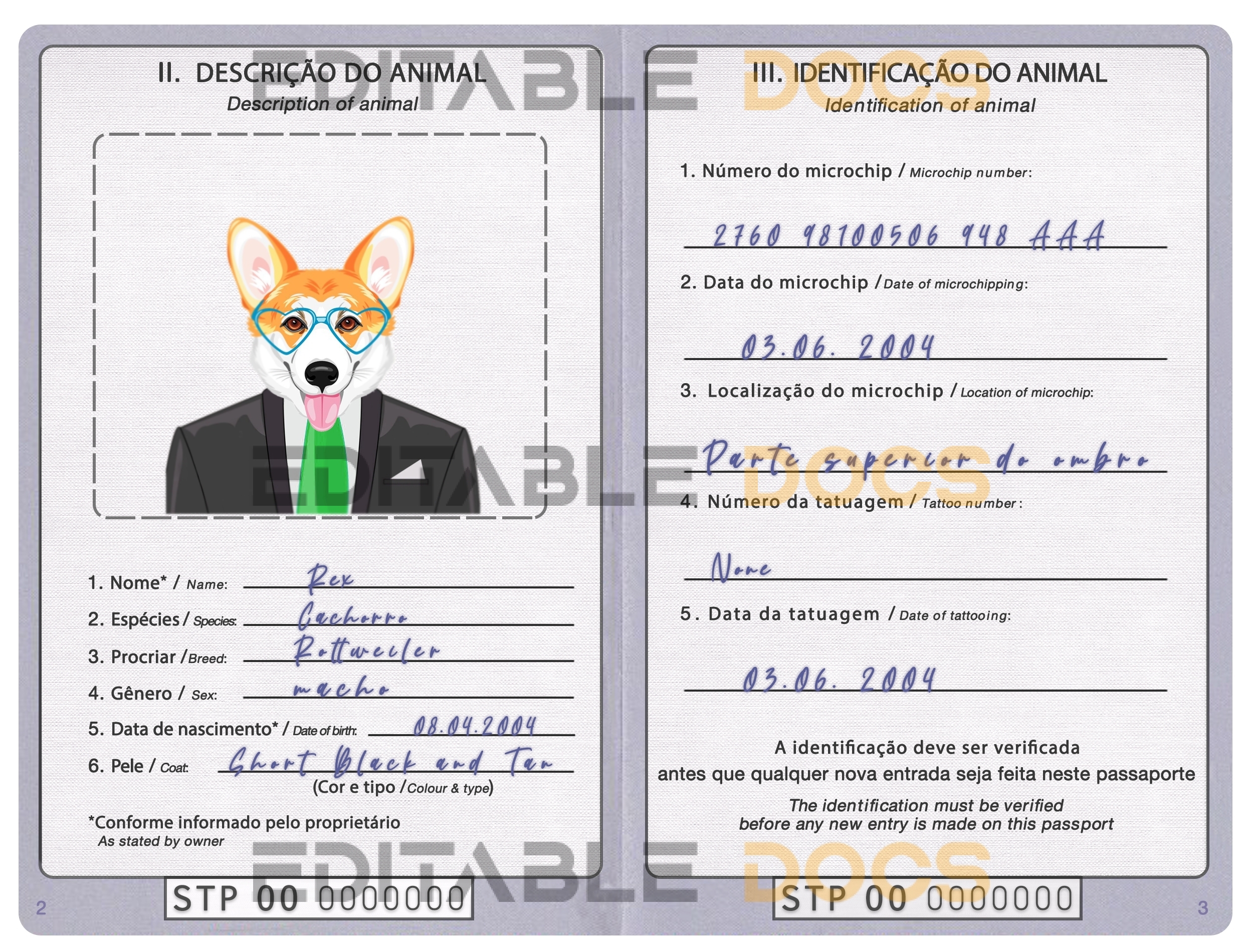 São Tomé and Príncipe dog Fake PSD Passport | Instant Download