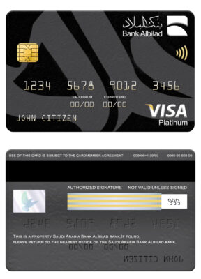 Fillable Saudi Arabia Bank Albilad bank visa platinum card Templates | Layer-Based PSD
