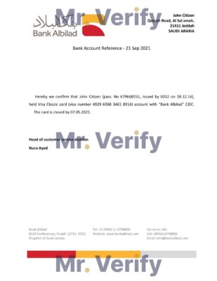 Download Saudi Arabia Albilad Bank Reference Letter Templates | Editable Word