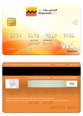 Editable Senegal Attijariwafa Bank visa electron card Templates in PSD Format
