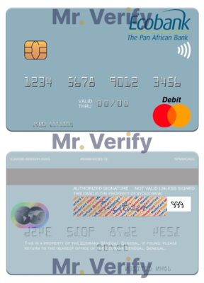Editable Senegal Ecobank Sénégal mastercard Templates in PSD Format