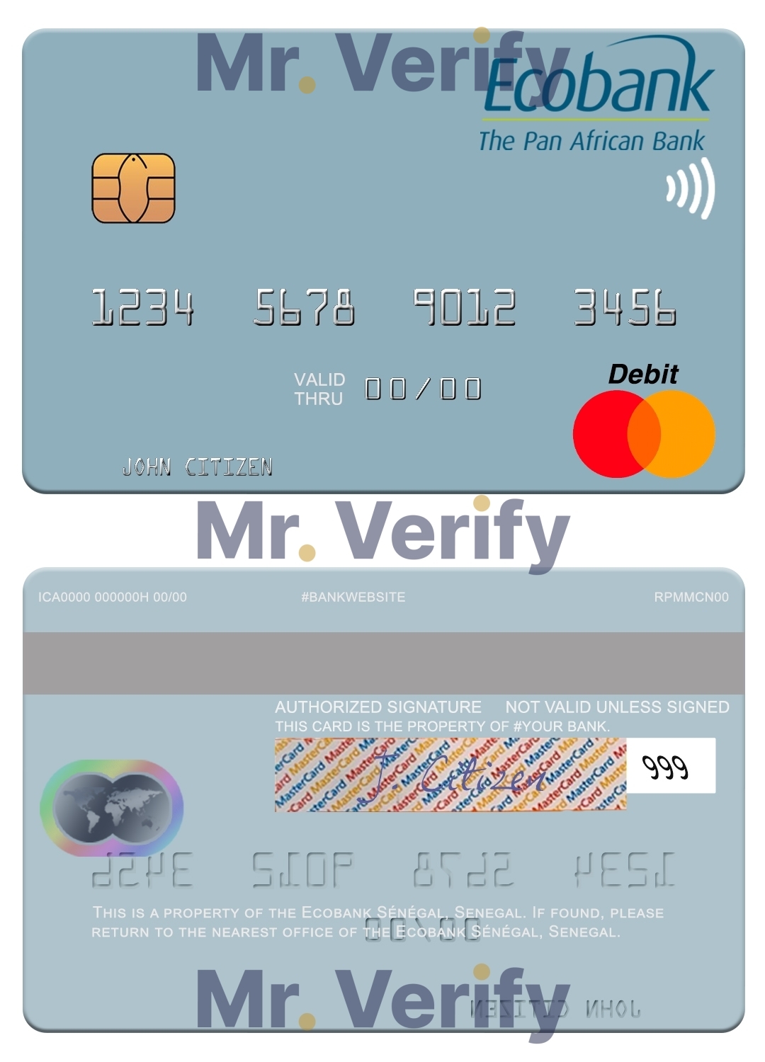 Editable Senegal Ecobank Sénégal mastercard Templates in PSD Format