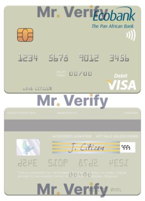 Fillable Senegal Ecobank Sénégal visa debit card Templates | Layer-Based PSD