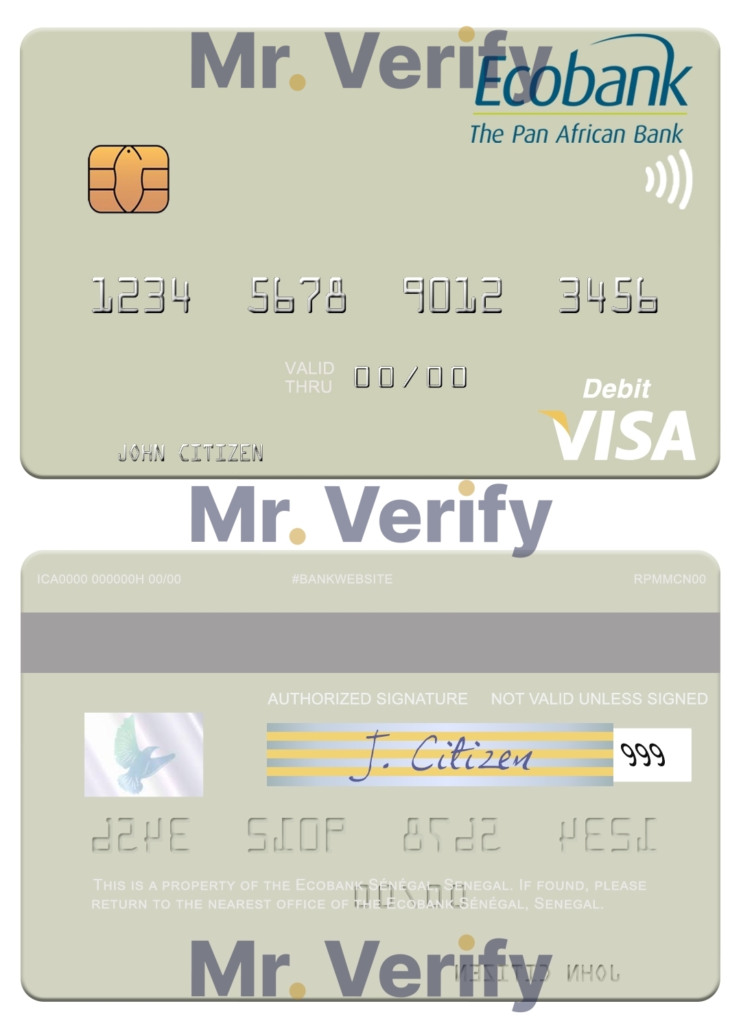 Fillable Senegal Ecobank Sénégal visa debit card Templates | Layer-Based PSD