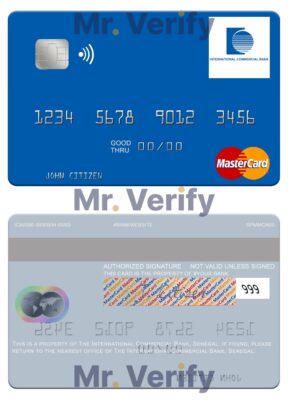 Editable Senegal The International Commercial Bank mastercard Templates in PSD Format