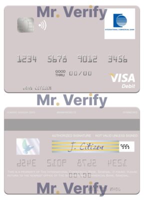 Fillable Senegal The International Commercial Bank visa debit card Templates | Layer-Based PSD