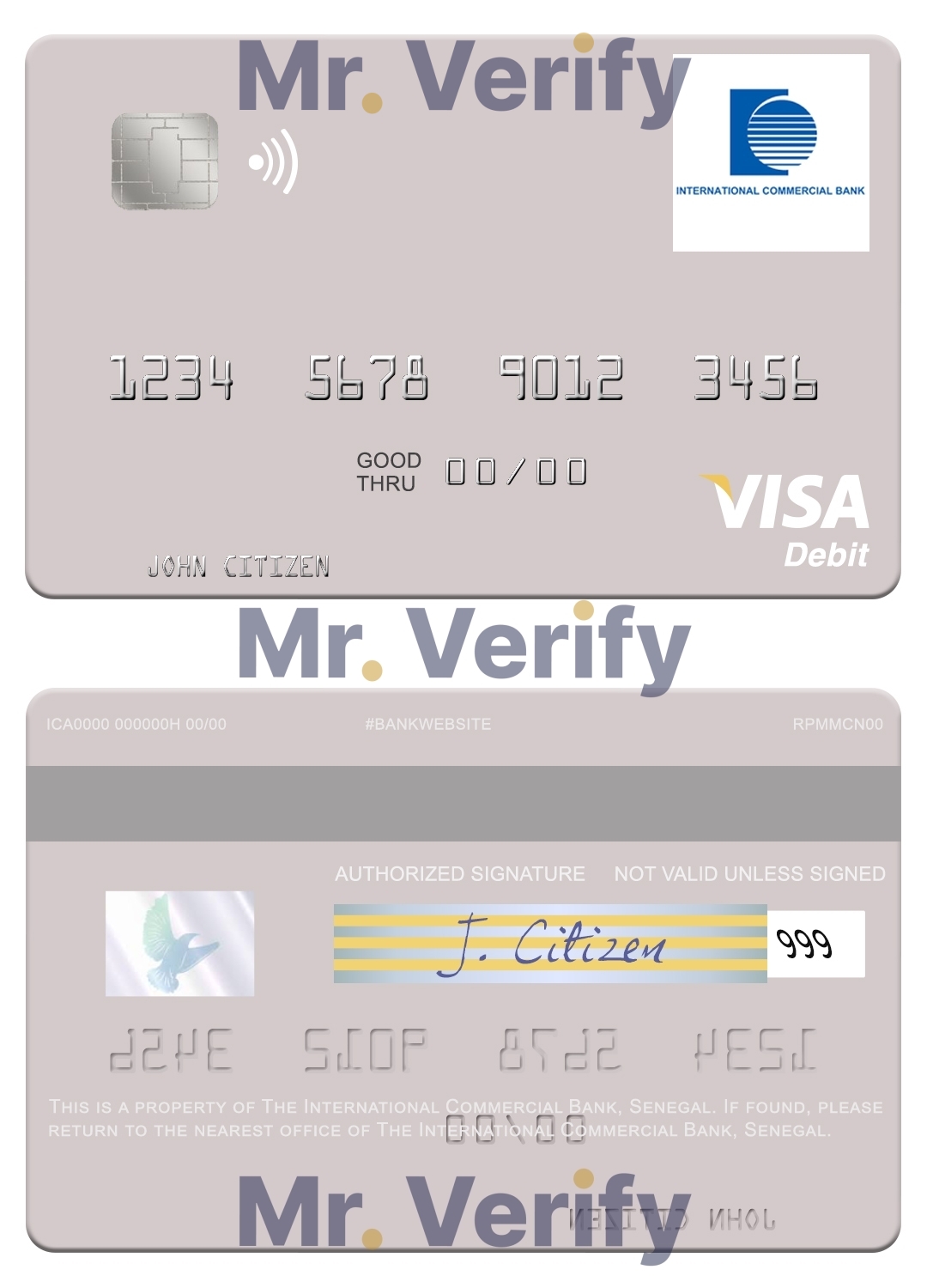 Fillable Senegal The International Commercial Bank visa debit card Templates | Layer-Based PSD
