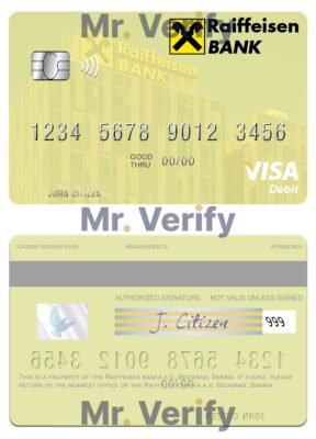 Fillable Serbia Raiffeisen banka a.d. Beograd visa debit card Templates | Layer-Based PSD