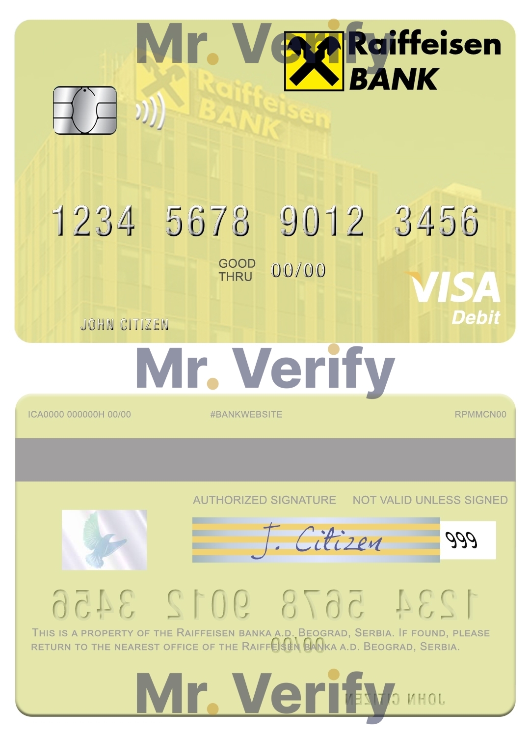 Fillable Serbia Raiffeisen banka a.d. Beograd visa debit card Templates | Layer-Based PSD
