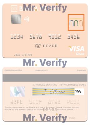 Editable Serbia The Banca Intesa a.d. Beograd visa debit card Templates in PSD Format