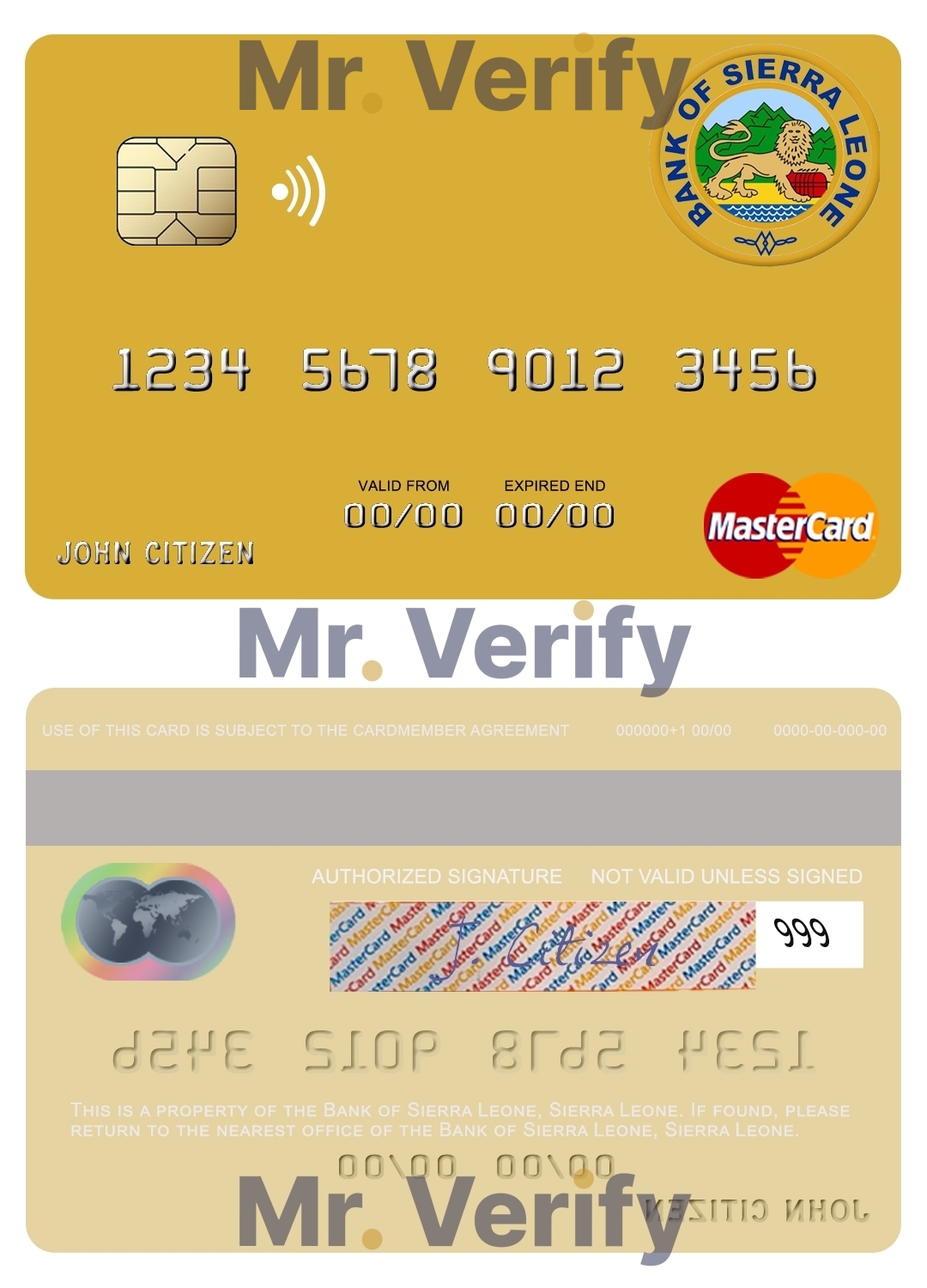 Fillable Sierra Leone Bank of Sierra Leone mastercard Templates | Layer-Based PSD