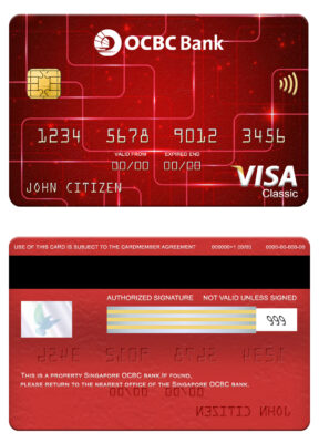 Editable Singapore OCBC bank visa classic card Templates in PSD Format