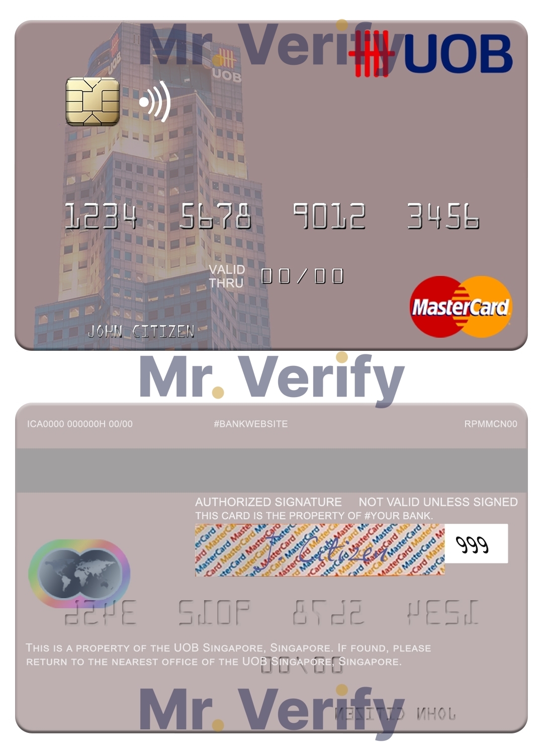 Fillable Singapore UOB Singapore mastercard Templates | Layer-Based PSD