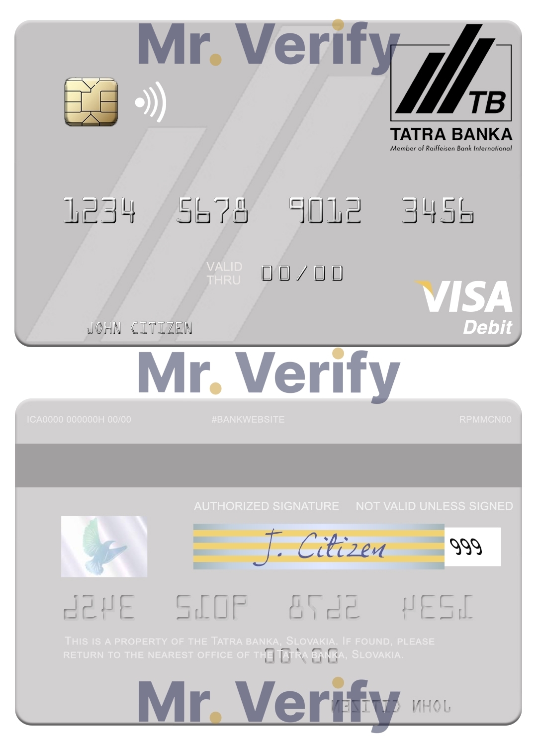 Editable Slovakia Tatra Banka visa debit card Templates in PSD Format