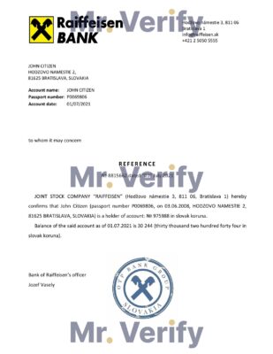 Download Slovakia Raiffeisen Bank Reference Letter Templates | Editable Word