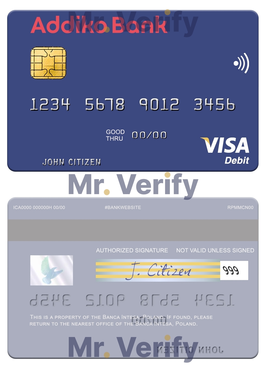Fillable Slovenia Addiko Bank visa debit card Templates | Layer-Based PSD