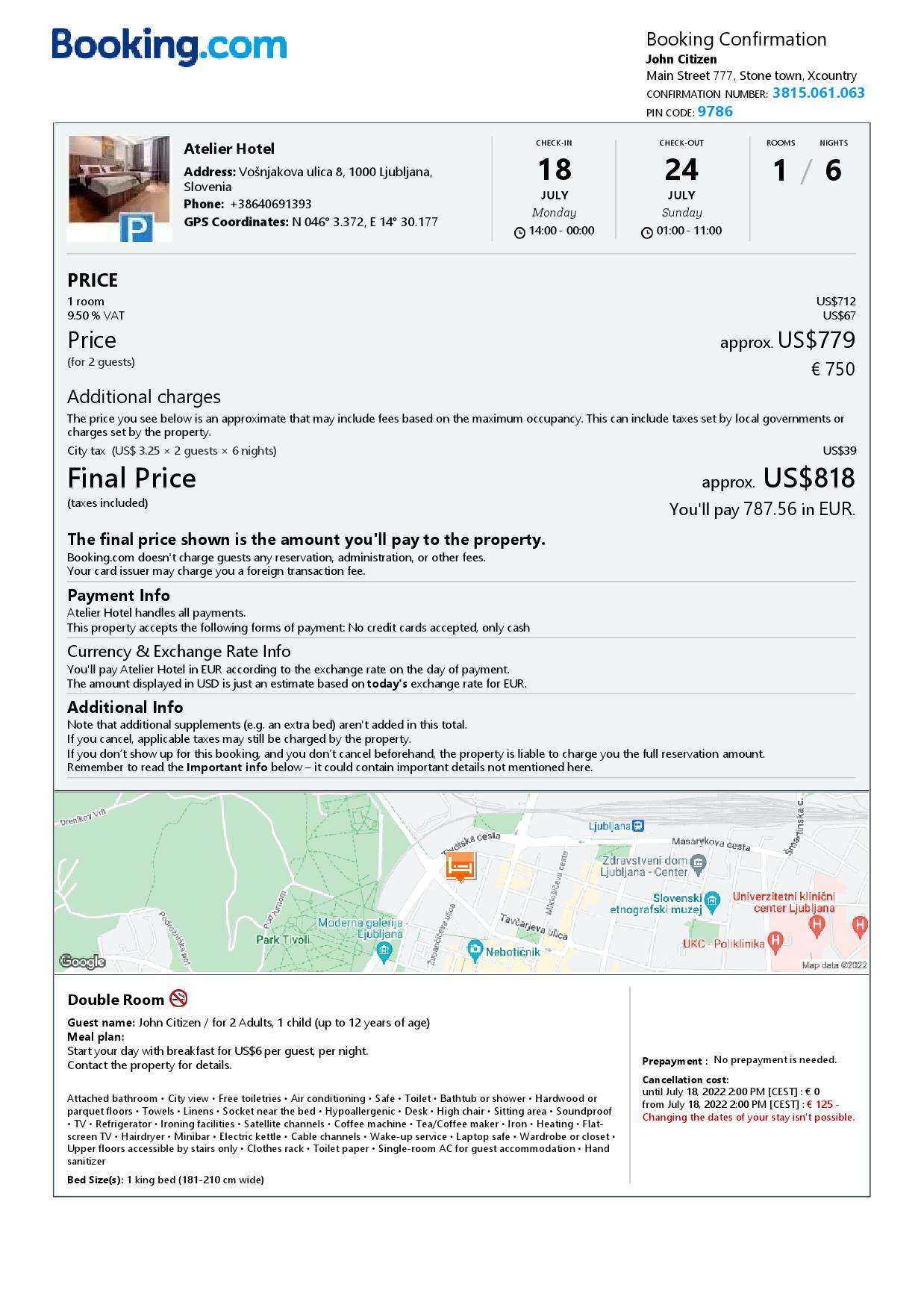 Customizable Slovenia Airbnb Reservation Template | Word & PDF Formats