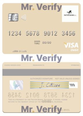 Fillable Slovenia Factor Banka visa debit card Templates | Layer-Based PSD