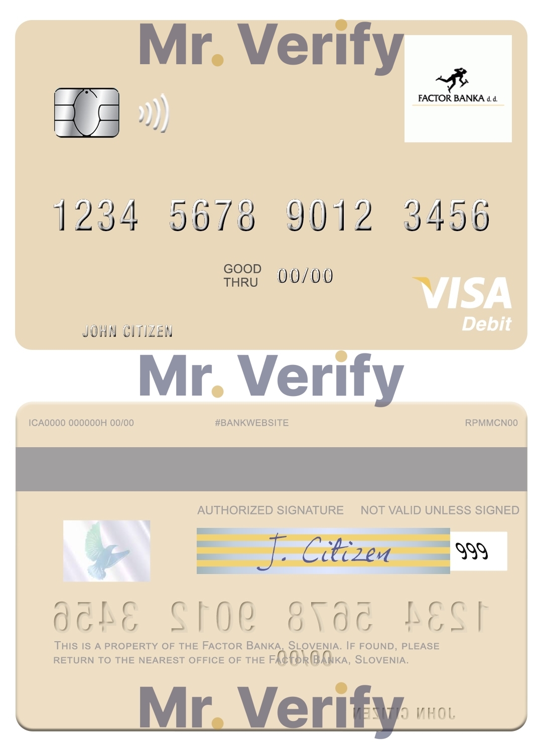 Fillable Slovenia Factor Banka visa debit card Templates | Layer-Based PSD