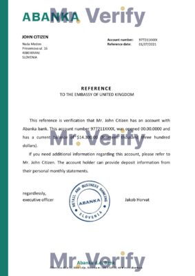 Download Slovenia Abanka Bank Reference Letter Templates | Editable Word