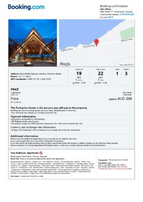Customizable Solomon Islands Airbnb Reservation Template | Word & PDF Formats