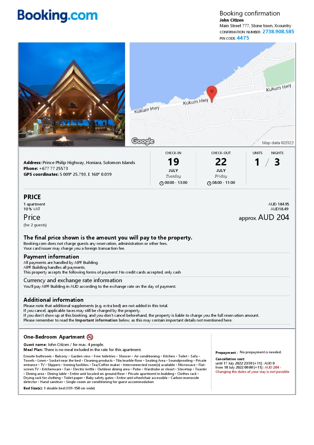 Customizable Solomon Islands Airbnb Reservation Template | Word & PDF Formats