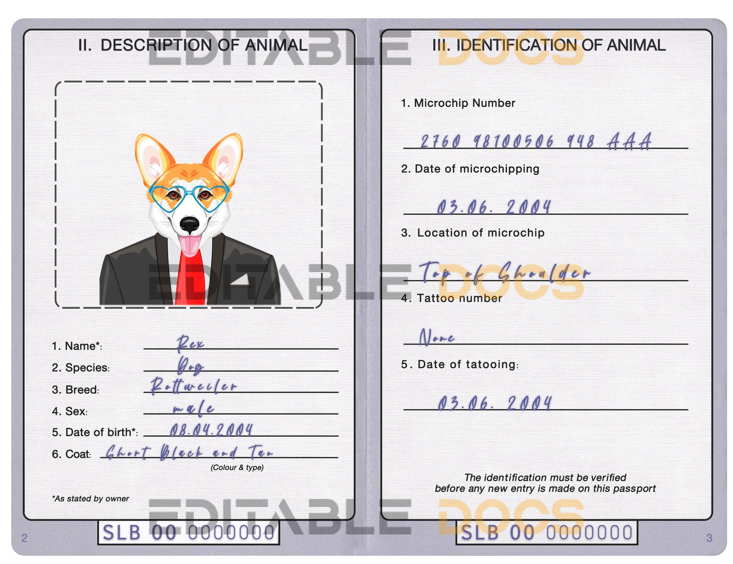 Solomon Islands dog Fake PSD Passport | Instant Download