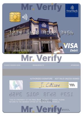 Editable Somalia Amal Bank visa debit card Templates in PSD Format