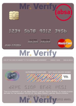 Africa Editable Docs 4 Editable South Africa Absa Group Limited mastercard credit card Templates in PSD Format