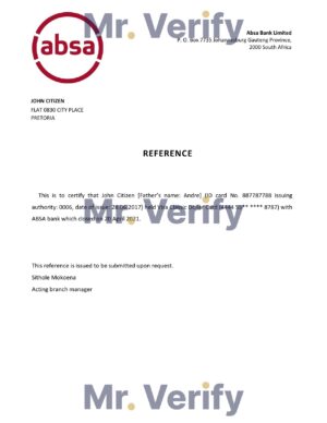 Africa Editable Docs 8 Download South Africa ABSA Bank Reference Letter Templates | Editable Word