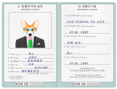 South Korea dog Fake PSD Passport | Instant Download