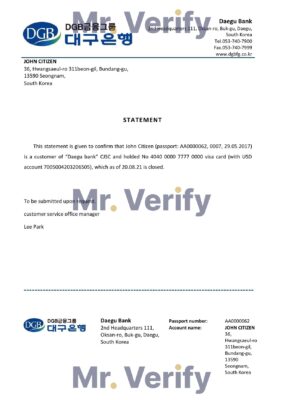 Download South Korea DGB Bank Reference Letter Templates | Editable Word