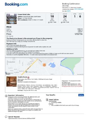 Customizable South Sudan Airbnb Reservation Template | Word & PDF Formats