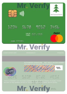Fillable South Sudan Eden Commercial Bank mastercard Templates | Layer-Based PSD