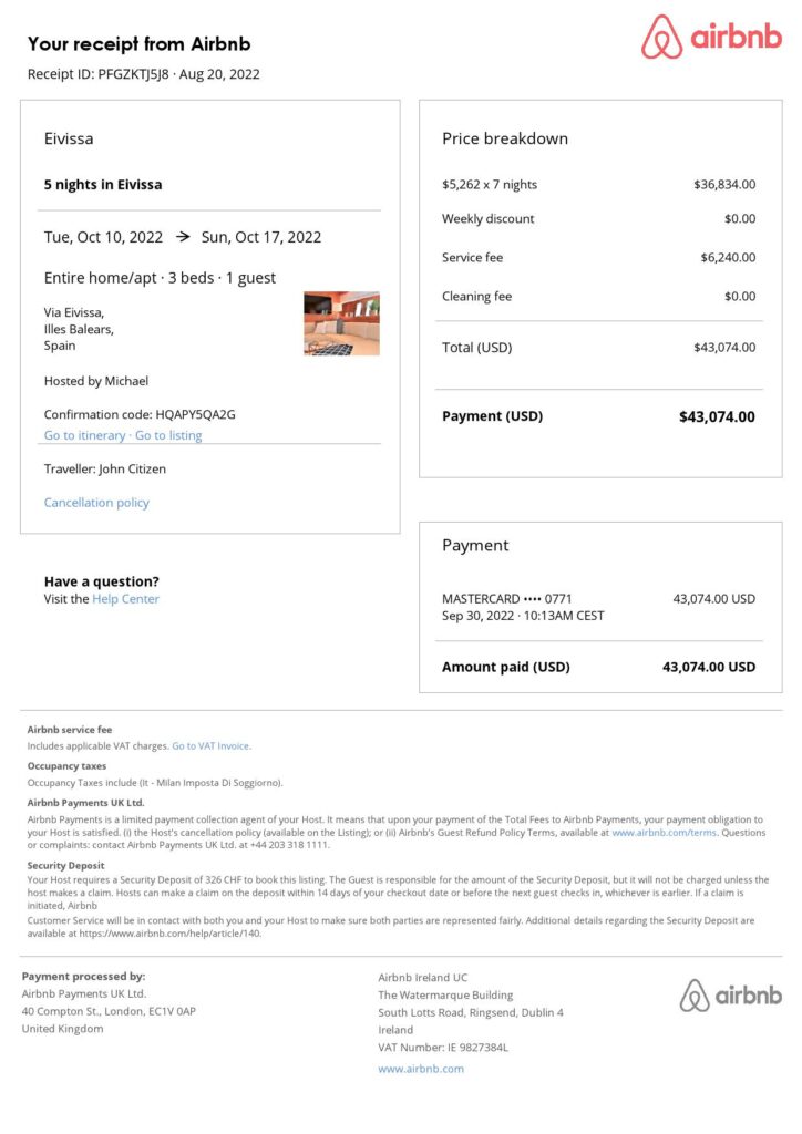 Customizable Spain Airbnb Reservation Template | Word & PDF Formats